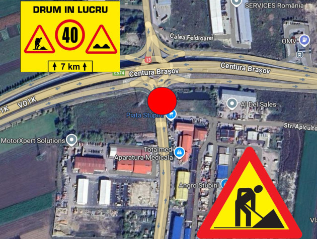 Şantier „cu efect minim” la ieşirea din Braşov 