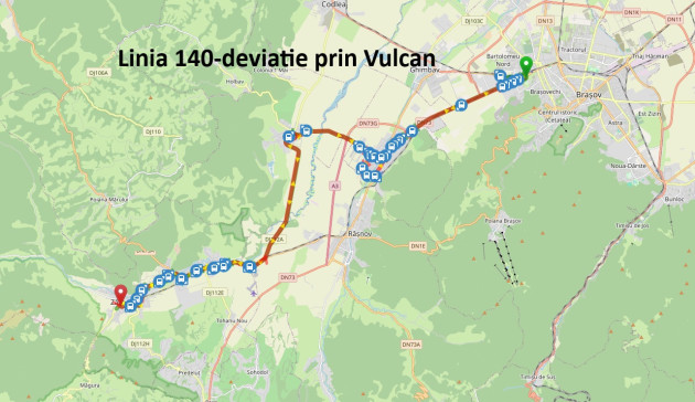Autobuzele RATBV care leagă Braşovul de Râşnov şi Zărneşti vor avea trasee deviate  