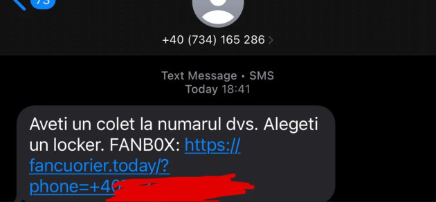 FAN Courier, „Aveţi un colet la numărul dvs”: nu deschideţi mesajul