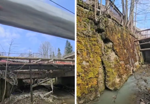 Unul dintre podurile din Predeal stă să cadă 