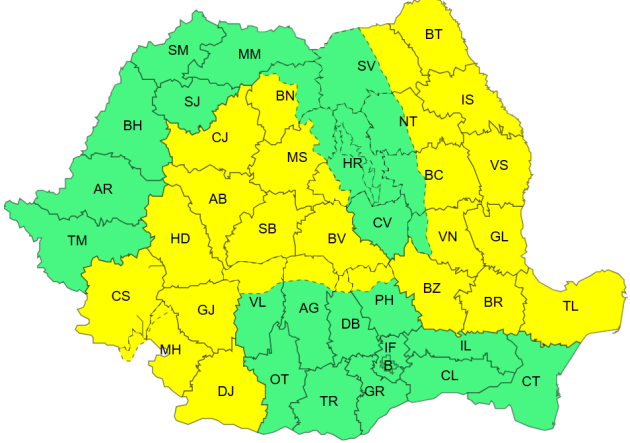 Azi, cod galben de vânt puternic peste Braşov