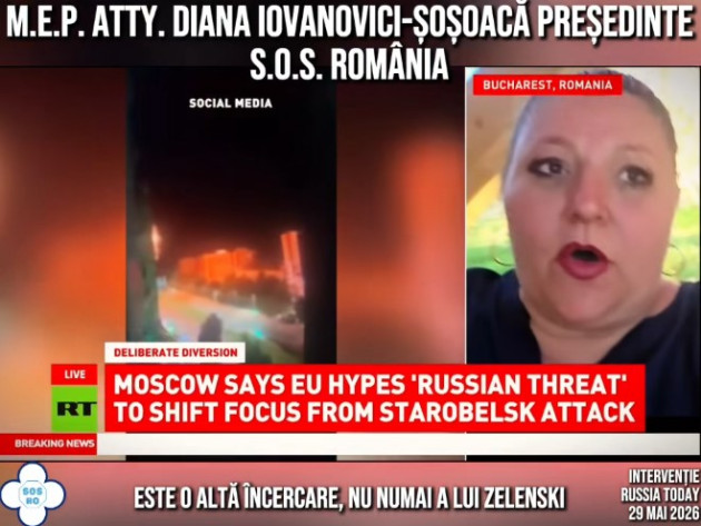 Şoşoacă, la televiziunea Kremlinului: „NATO şi UE împing România spre război cu Rusia”
