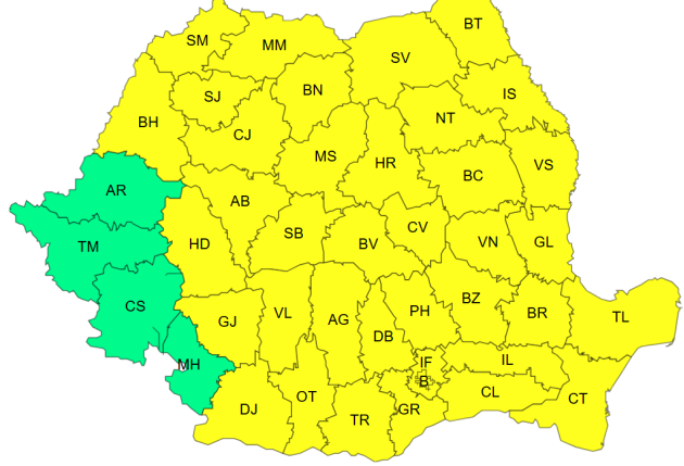 O zi cu vânt, fulgere, grindină de 1 - 3 cm