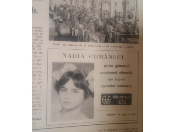 Primul 10 al Nadiei Comăneci: pe ultima, nu prima pagină a ziarului comunist din Brașov