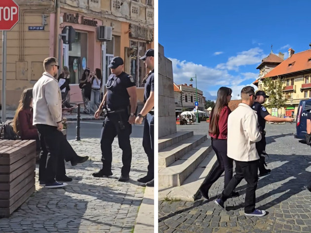 „Uniţi” în Piaţa a Unirii: Jandarmii din Braşov, complici la o cerere în căsătorie
