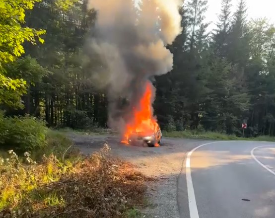 DN1, Cheia - Săcele: A ars de viu în propria mașină