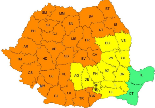 Braşovul, sub cod portocaliu