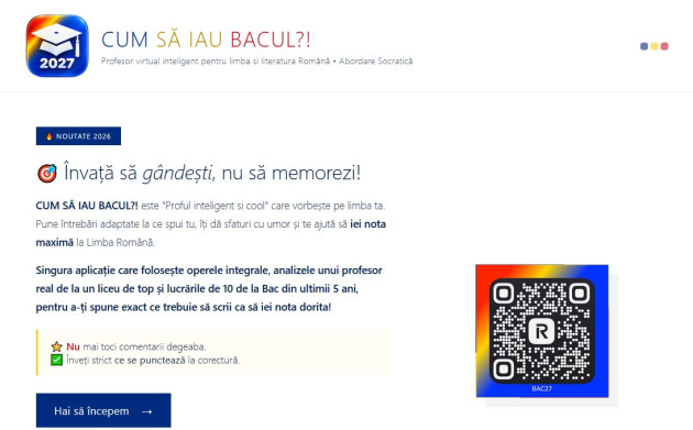 Un „profesor personal” pentru Bac, creat de un fost elev din Brașov 
