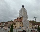 Intervenţii de urgenţă la Casa Sfatului. „Lucrări spectaculoase, pentru că sunt făcute în cel mai înalt punct al clădirii”