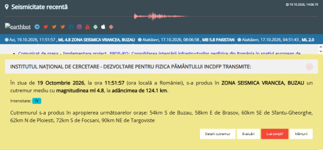 Fior de cutremur la Brașov. Pompierii militari au patrulat orașul, două echipaje fiind trimise în recunoaștere pentru depistarea de eventuale pagube