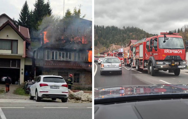 Casă din Bran, cuprinsă de flăcări. O victimă, arsă pe faţă şi pe mâini